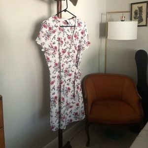 H&M white floral wrap dress